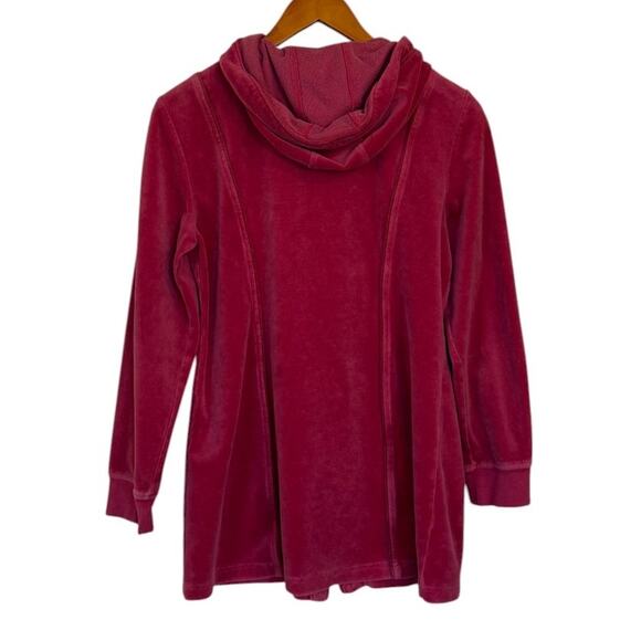 Cabi Jacket Women Medium Dark Pink Full Zip‎ Velour Loungewear Hooded Style 148 - Picture 6 of 7
